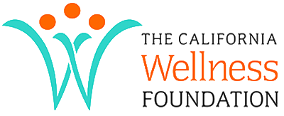 The California Wellness Foundation logo featuring a teal stylized 'W' with three orange figures above it, and text.